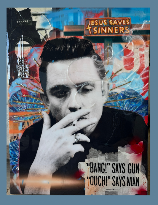 Johnny Cash-Saints and Sinners Original 30x40 Resin Canvas
